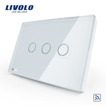 US / AU standard Livolo feuerfeste top qualität fernschalter mode weiß kristallglas wandschalter netzteil VL-C303R-81